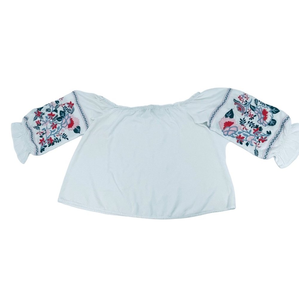 Sugar‎ Lips - Off Shoulder Embroidered Tee - Small